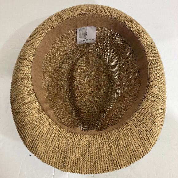 Tan woven jute fedora hat with camo hatband - Picture 6 of 12